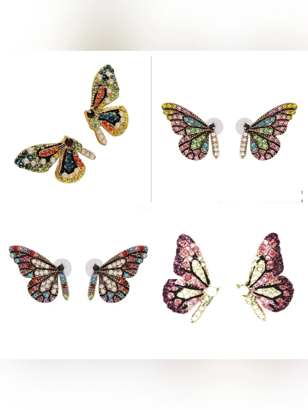 Butterfly Wings Rhinestone Stud Earrings - Picture 9 of 13
